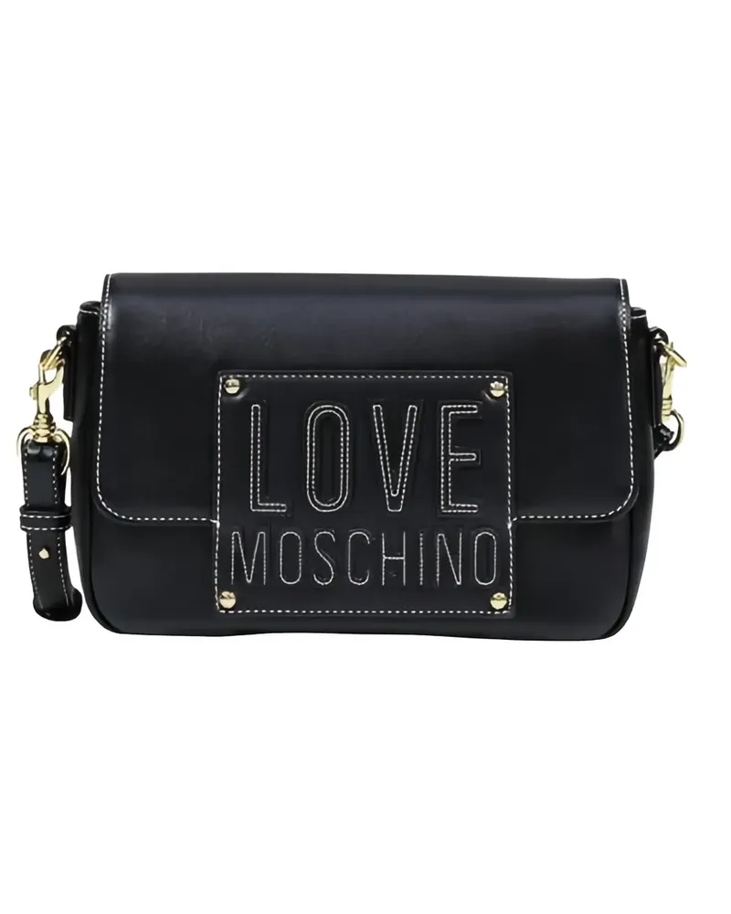 Moschino logo-patch crossbody bag - Schwarz Schwarz