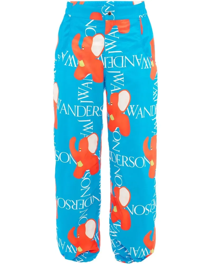 J.W.Anderson Weite Hose mit Logo-Print - Blau Blau