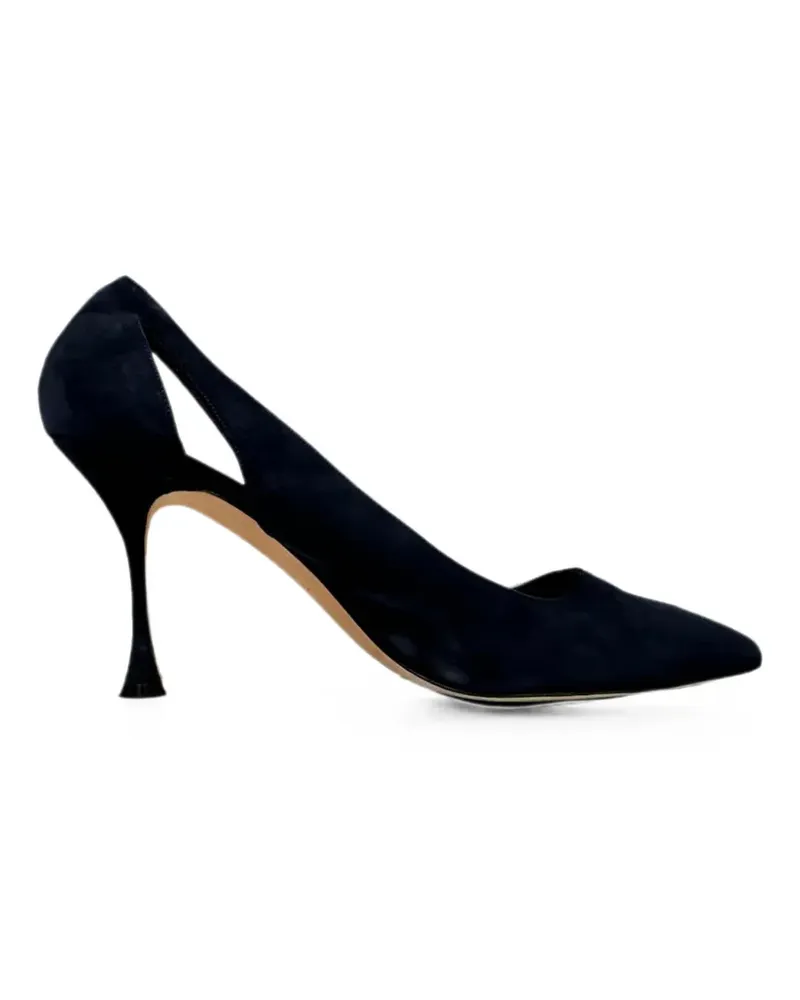 Manolo Blahnik cut-out pointed-toe pumps - Blau Blau