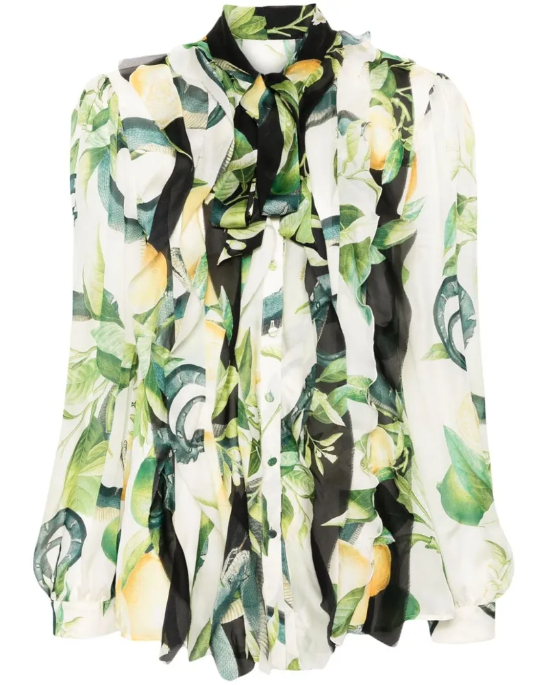 Roberto Cavalli Seidenhemd mit Zitrus-Print - Nude Nude