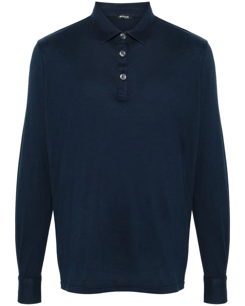 Kiton Langärmeliges Poloshirt aus Jersey - Blau Blau