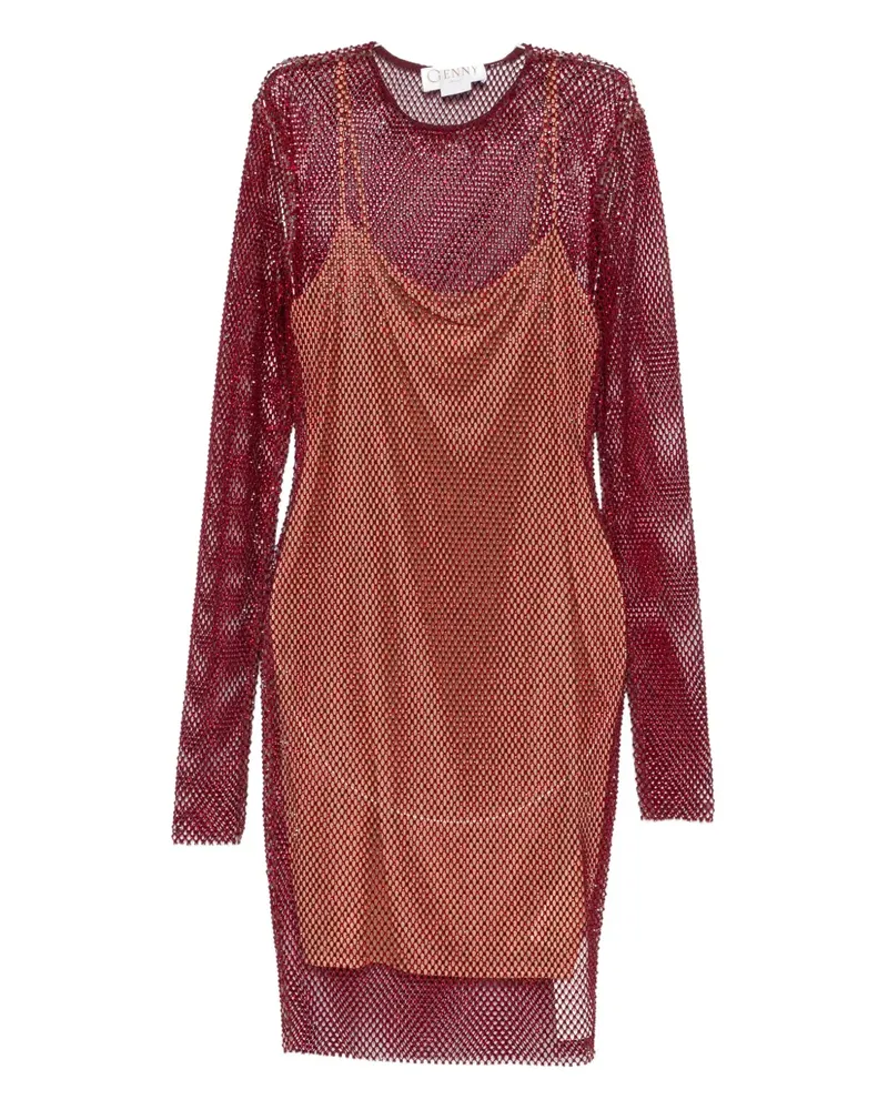 Genny long-sleeve net mini dress - Rot Rot