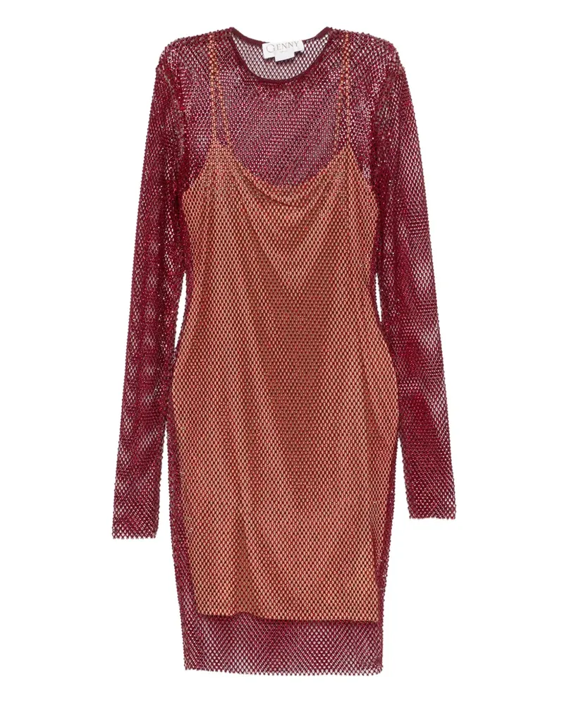Genny long-sleeve net mini dress - Rot Rot