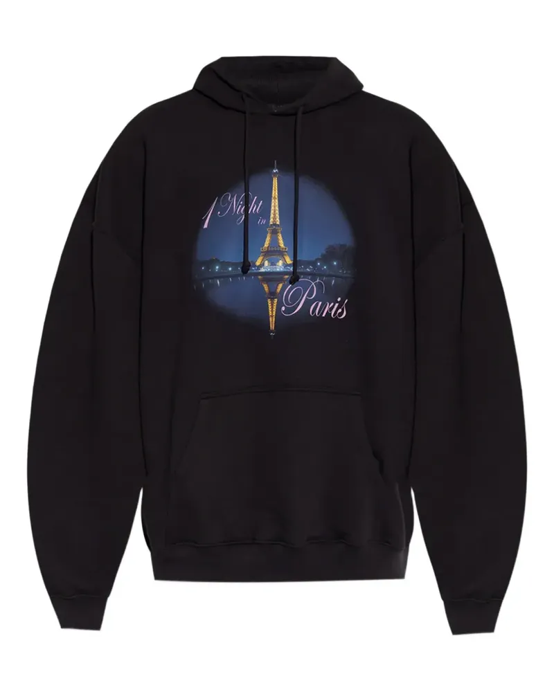 VETEMENTS Hoodie mit Night in Paris-Print - Schwarz Schwarz