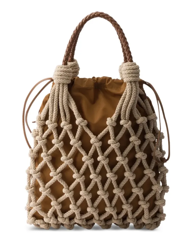 Prada Mittelgroße Noué Makramee-Tasche - Braun Braun