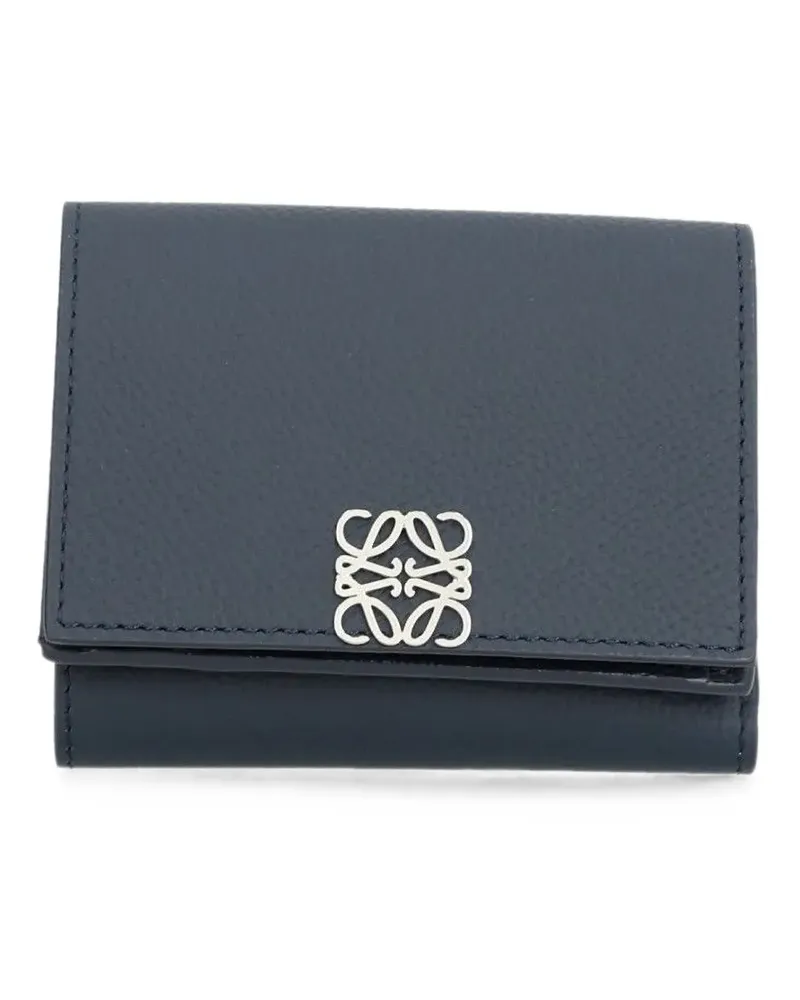 Loewe Anagram trifold wallet in pebble grained calfskin - Blau Blau