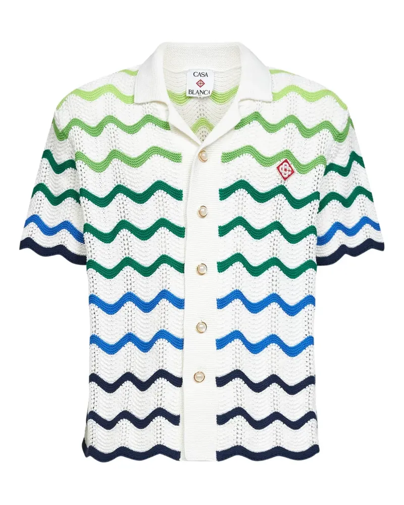 Casablanca Paris Gehäkeltes Hemd mit Farbverlauf-Wellen - Weiß Weiß