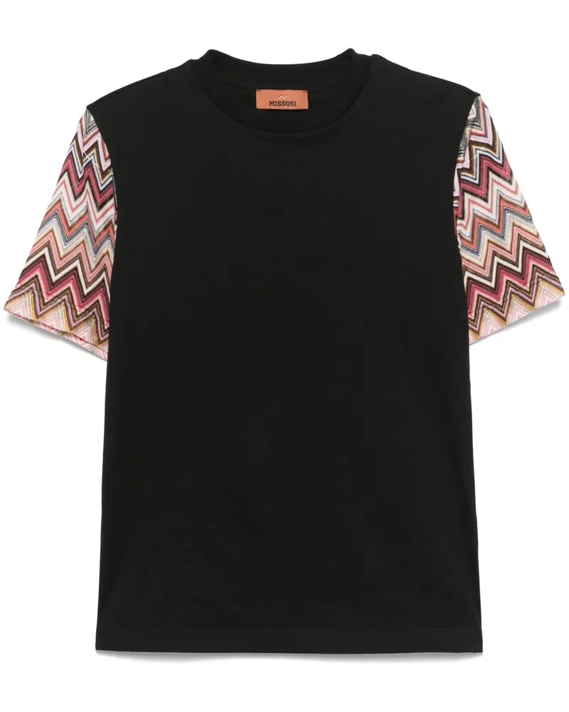 Missoni Rundhals-T-Shirt aus Zickzackstrick - Schwarz Schwarz