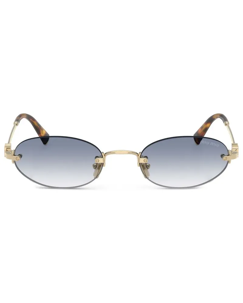 Miu Miu Sonnenbrille mit ovalem Gestell - Gold Gold