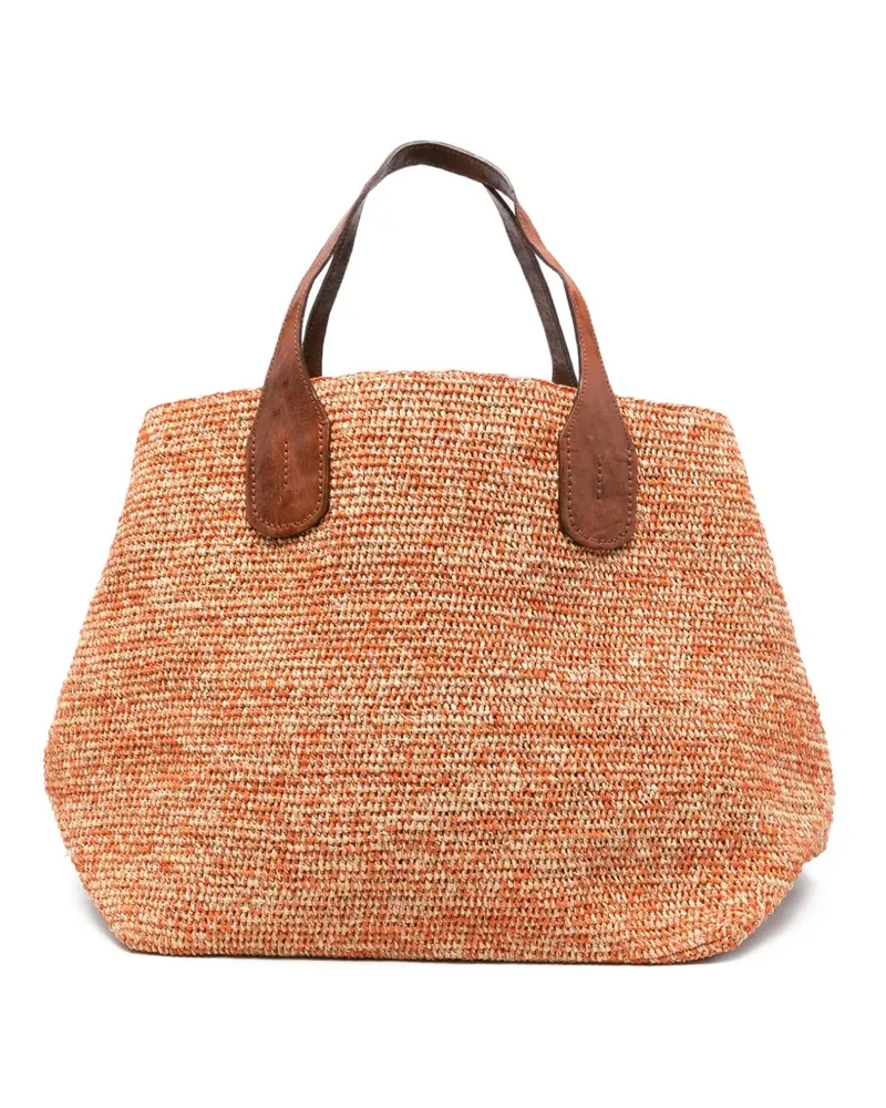 IBELIV handle raffia tote bag - Orange Orange