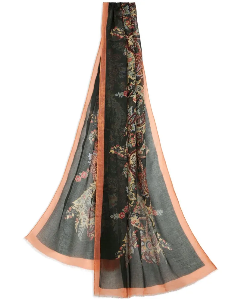 Etro Schal aus Seide mit Paisley-Print - Grün Grün