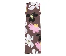 Ärmelloses Kleid mit Blumen-Print - Braun