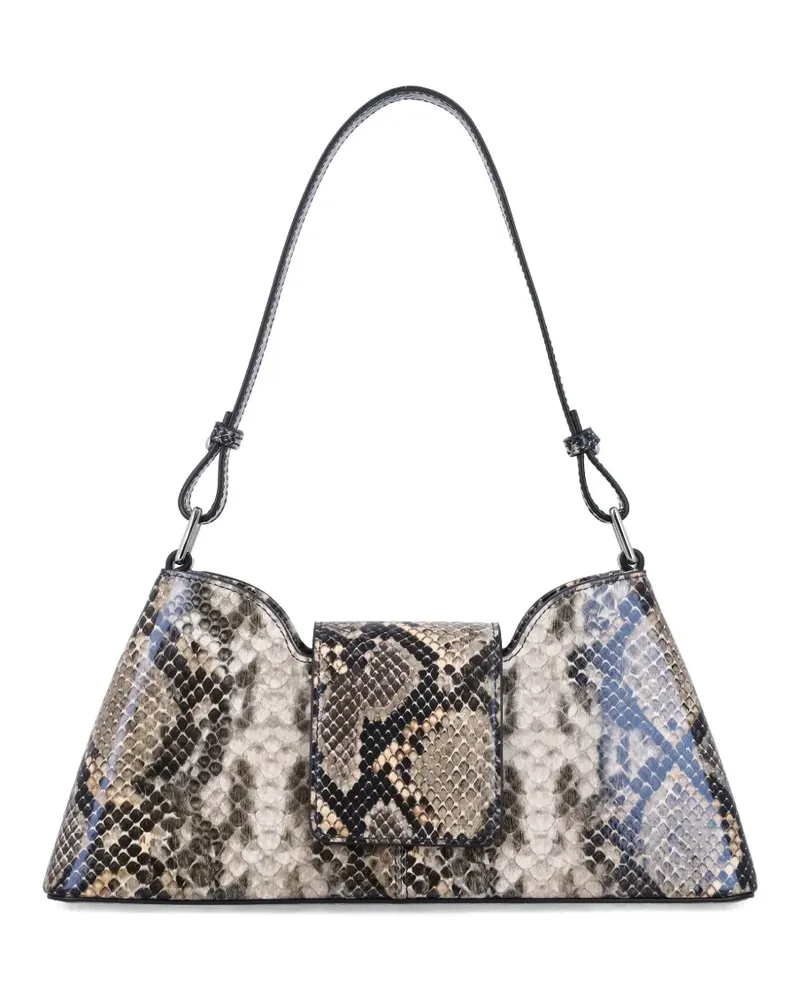 Justine Clenquet Marla Schultertasche mit Python-Print - Nude Nude