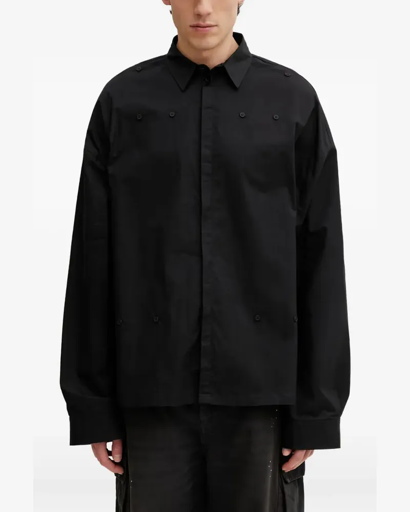 Heliot Emil Falerae button-detail long-sleeve shirt - Schwarz Schwarz