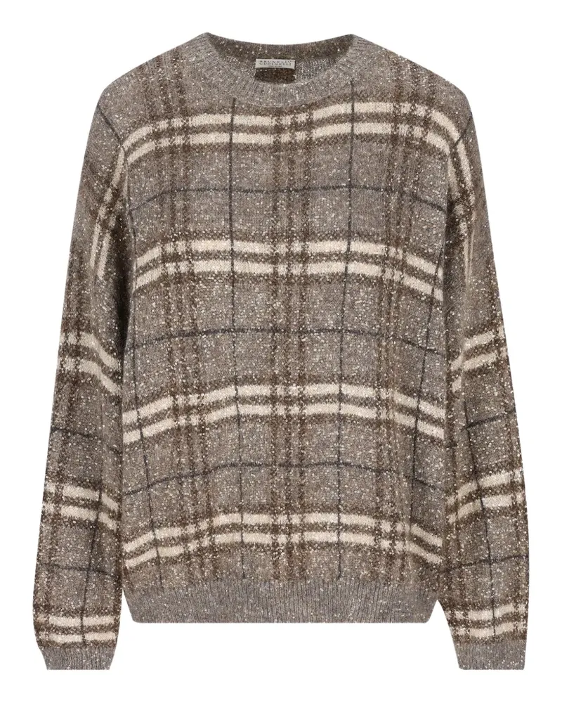 Brunello Cucinelli dazzling mohair prince of wales sweater - Braun Braun