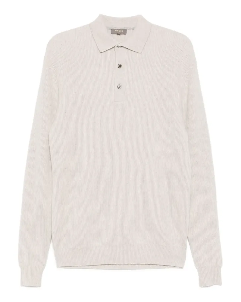 N.Peal Geripptes Poloshirt - Grau Grau