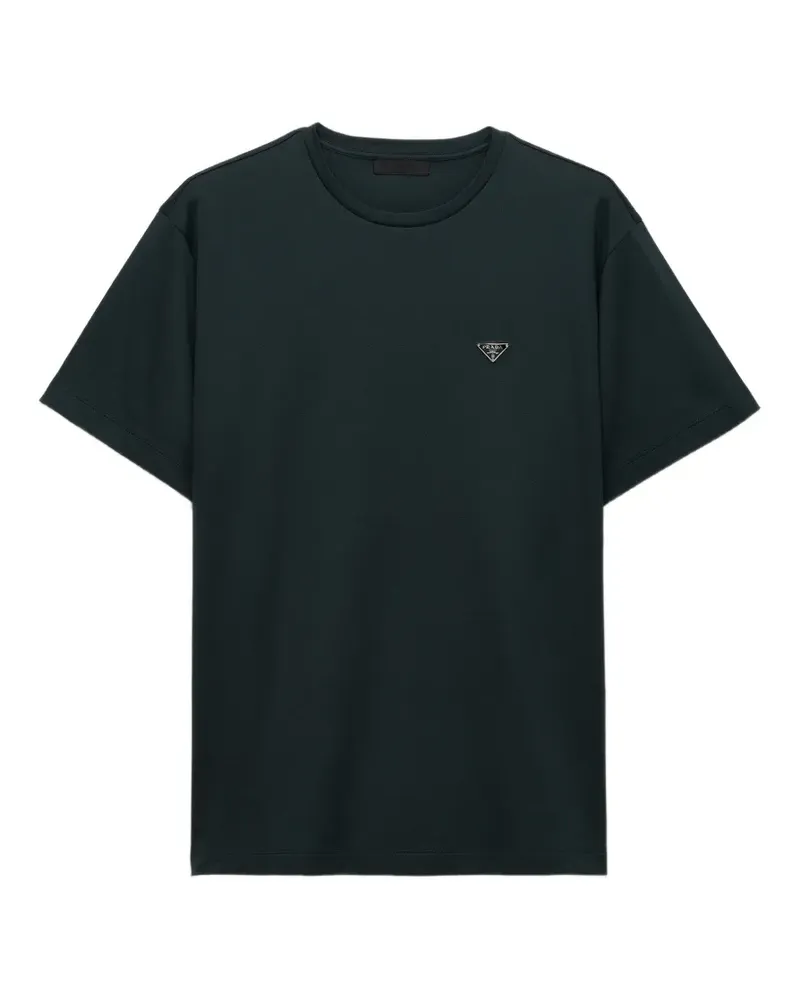 Prada T-Shirt mit Logo-Schild - Grün Grün