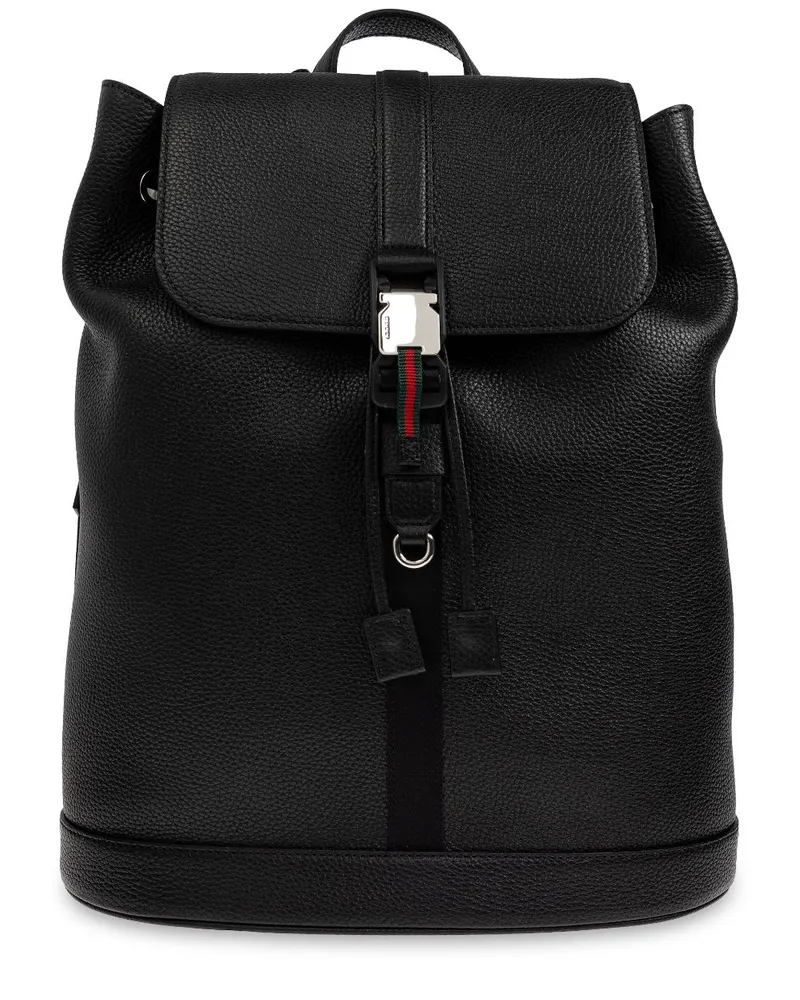 Gucci Großer Rucksack mit Webdetail - Schwarz Schwarz