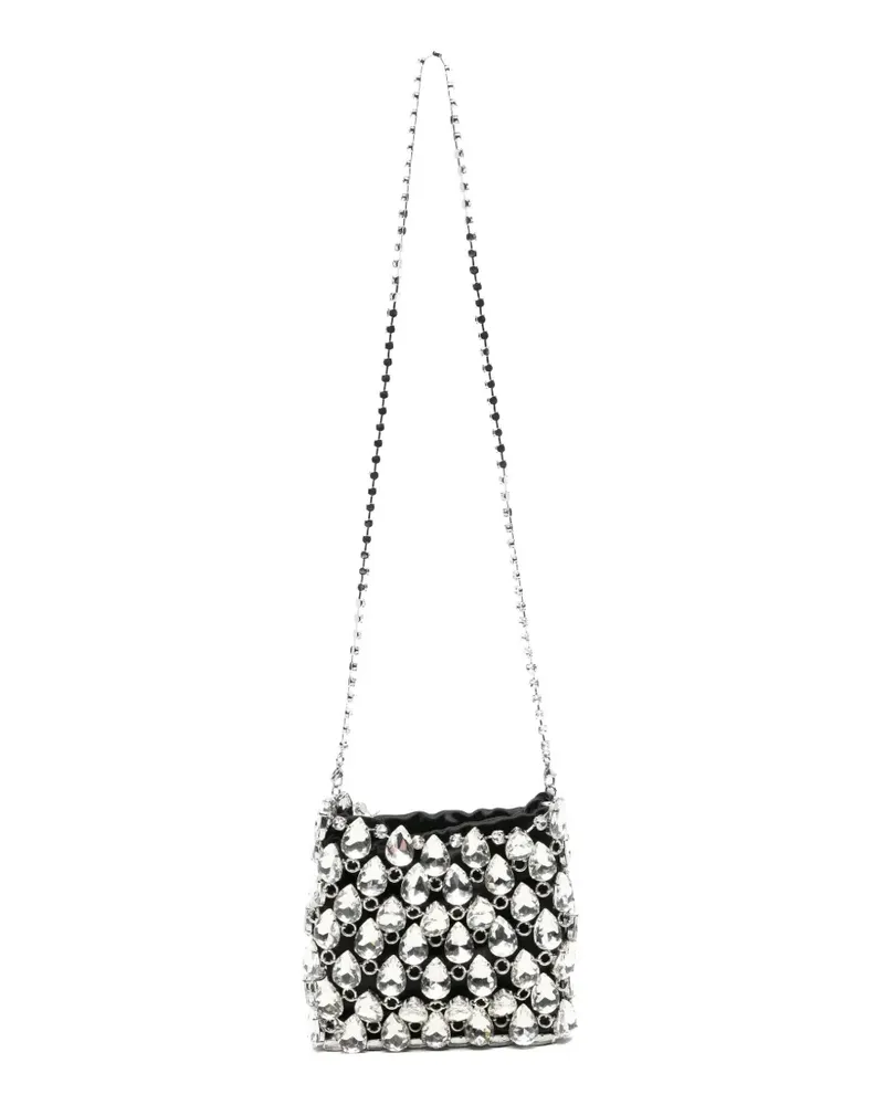 Self-Portrait mini crystal-chainmail clutch bag - Schwarz Schwarz