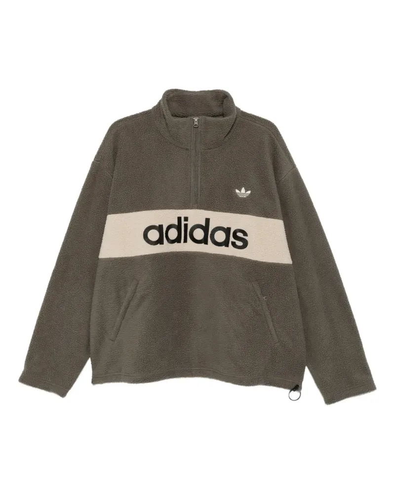 adidas logo-embroidered fleece sweatshirt - Grün Grün