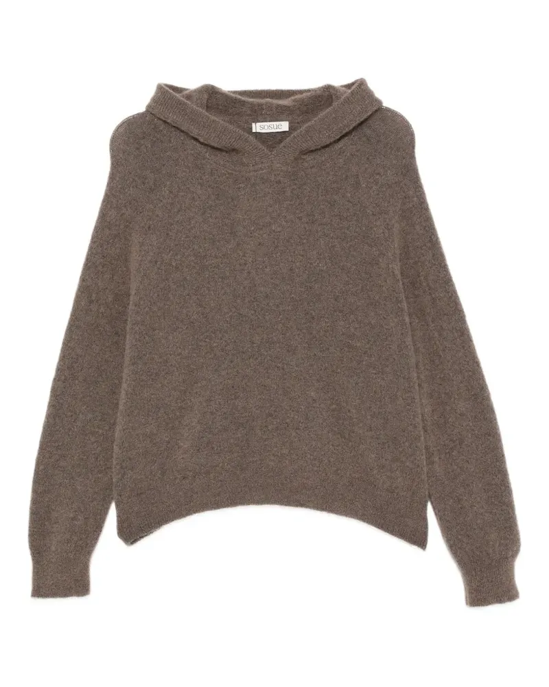 SoSUE Gestrickter Bear Hoodie - Braun Braun