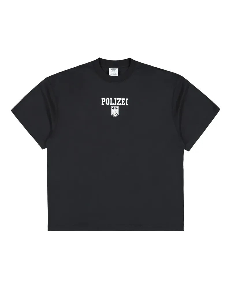VETEMENTS Polizei T-Shirt mit Adler-Emblem - Schwarz Schwarz