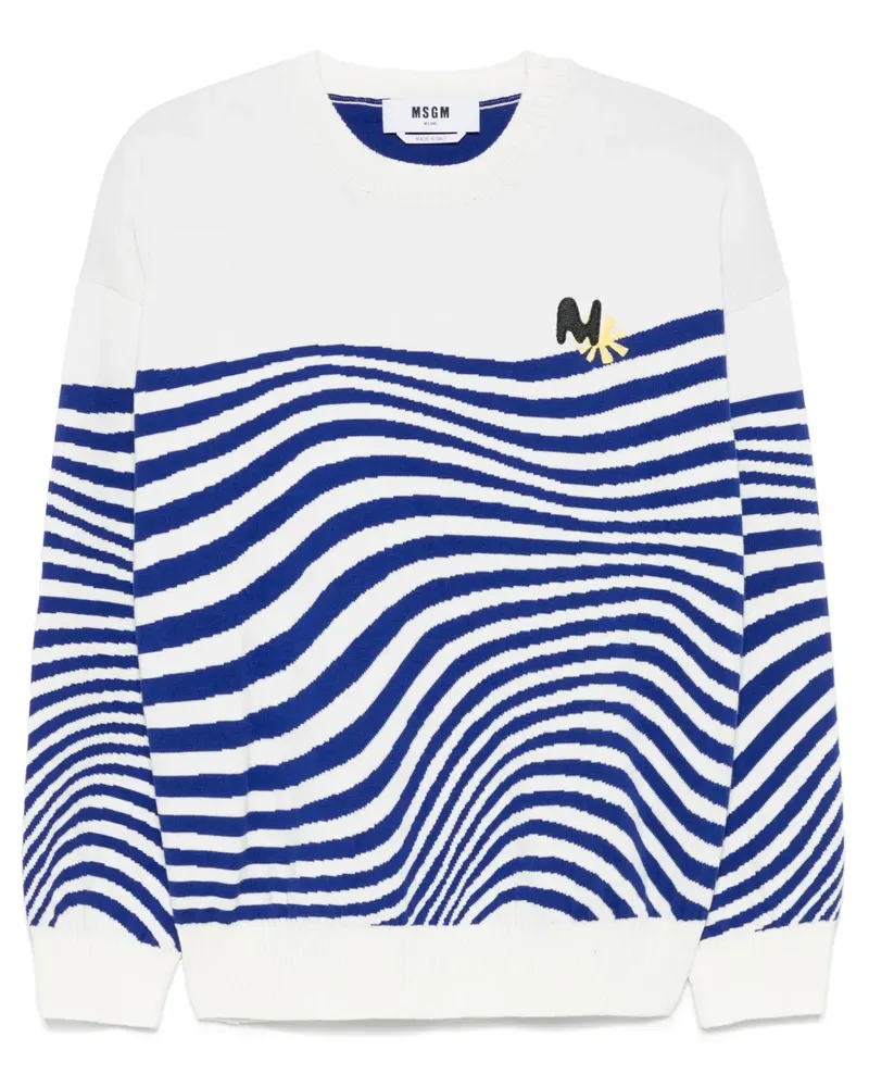 MSGM Gestreifter Pullover - Weiß Weiß