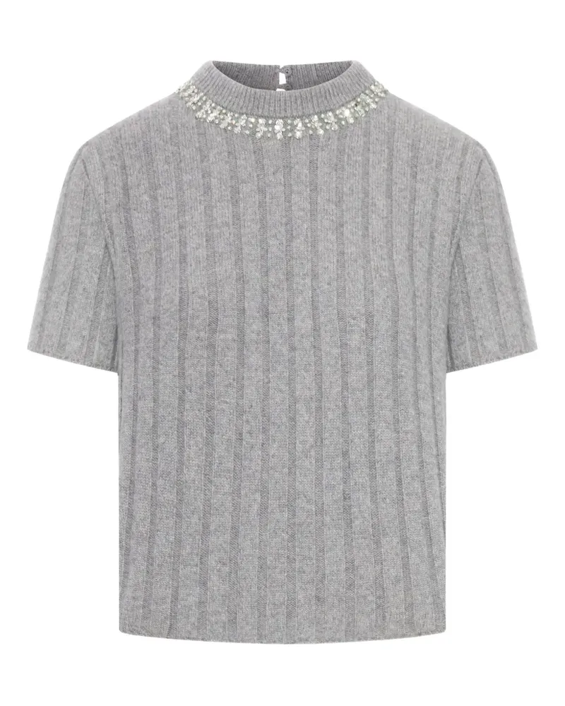 Gucci jewelled ribbed wool top - Grau Grau