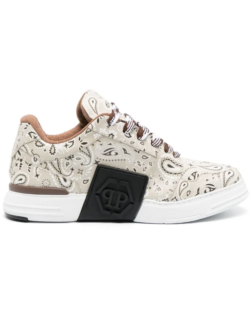 Philipp Plein Super Street Sneakers mit Paisley-Print Nude