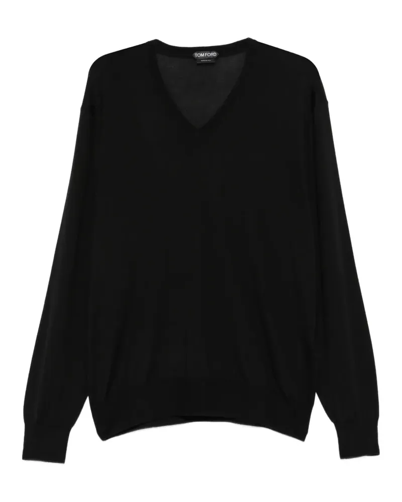 Tom Ford Fein gestrickter Pullover mit V-Ausschnitt - Schwarz Schwarz