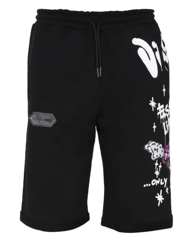 DISCLAIMER Bermudas mit grafischem Print - Schwarz Schwarz
