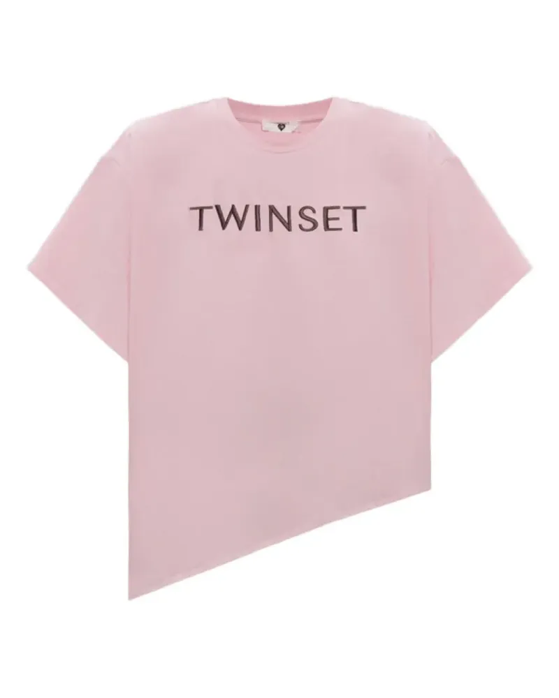 Twin-Set asymmetric embroidered T-shirt - Rosa Rosa
