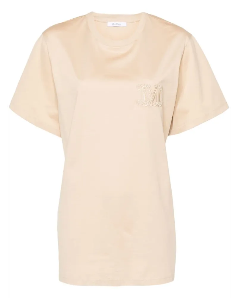 Max Mara T-Shirt mit Mango-Stickerei Nude