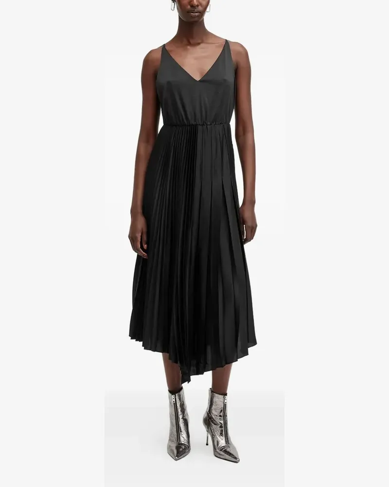 AllSaints Asymmetrisches Kleid mit Falten - Schwarz Schwarz