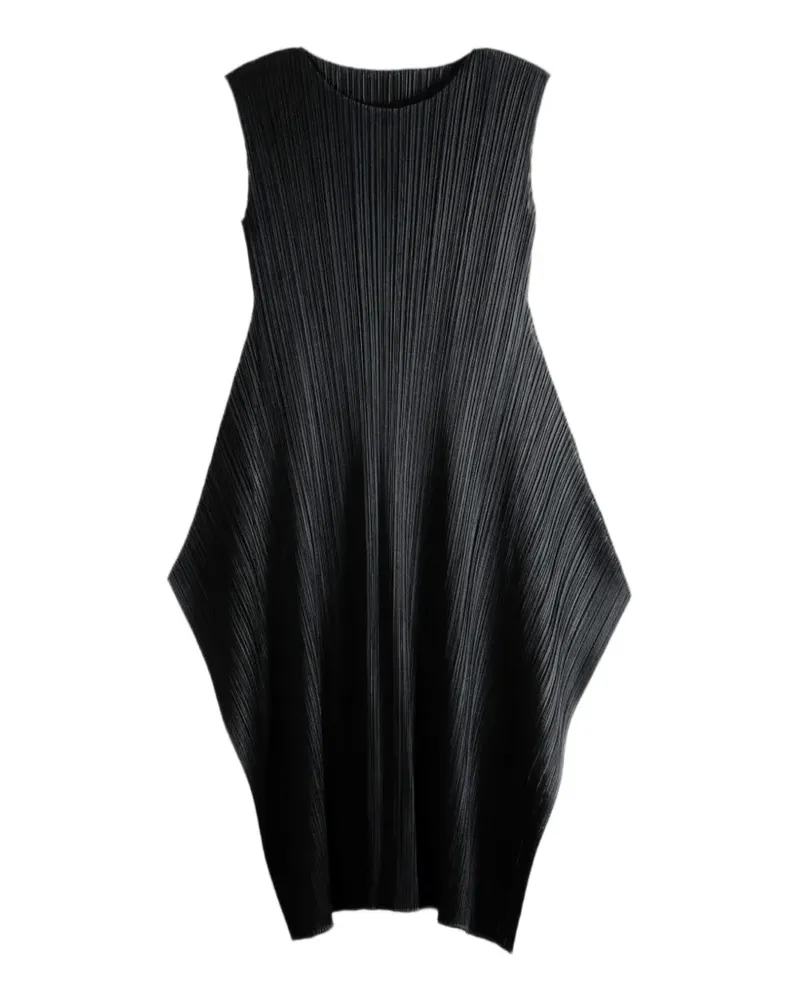 Issey Miyake Ärmelloses Midikleid mit Falten - Schwarz Schwarz