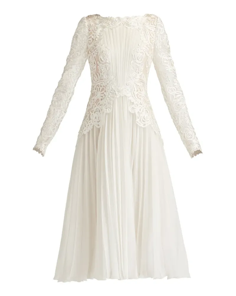 Tadashi Shoji lace pleated dress - Weiß Weiß