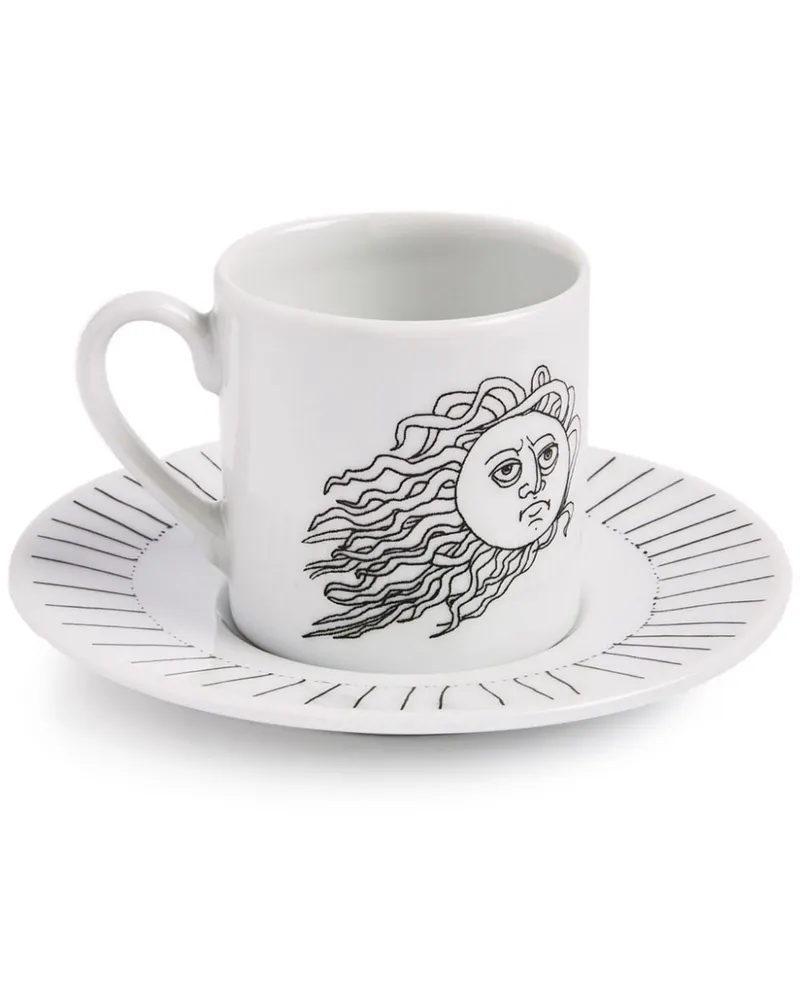 Fornasetti Solitario Kaffeetasse Weiß