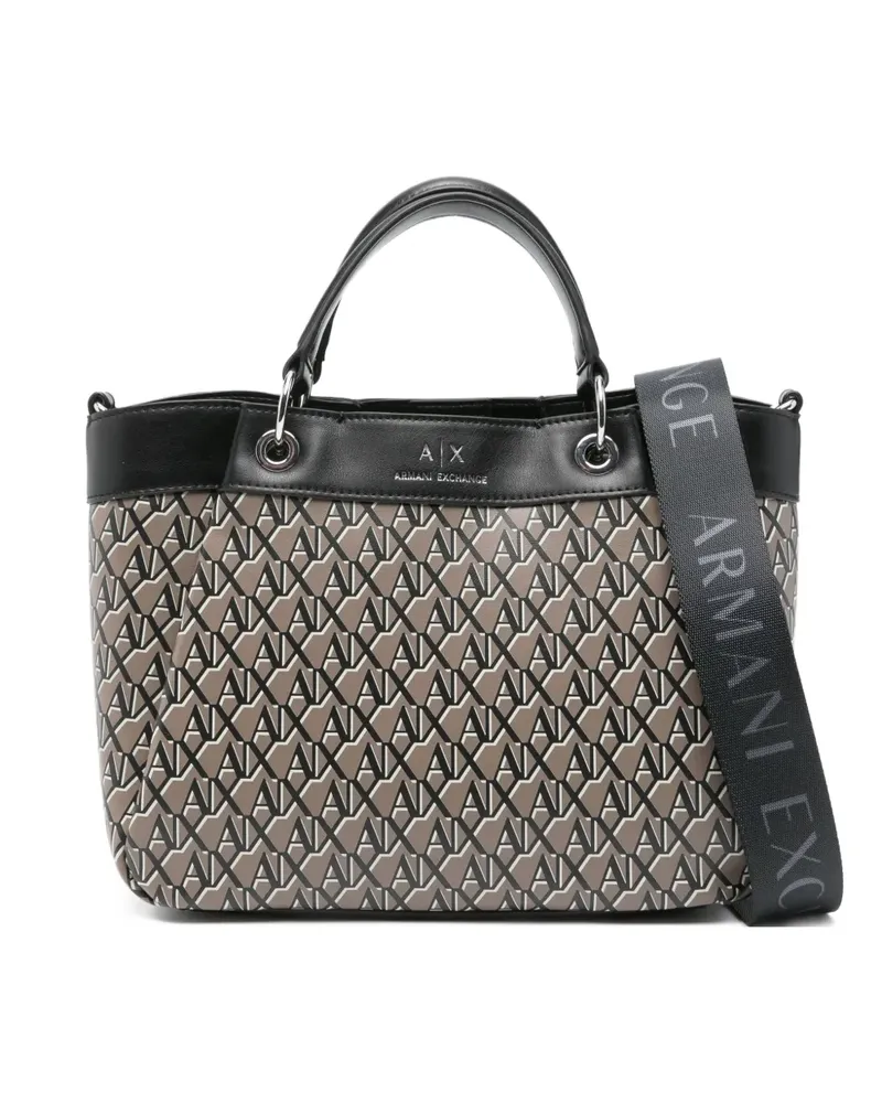 Armani Exchange Shopper mit Monogrammmuster - Schwarz Schwarz