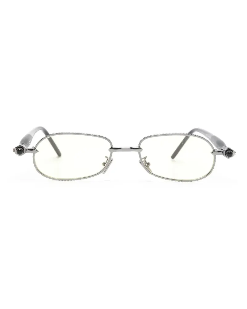 KUBORAUM Maske Sonnenbrille mit ovalem Gestell - Silber Silber