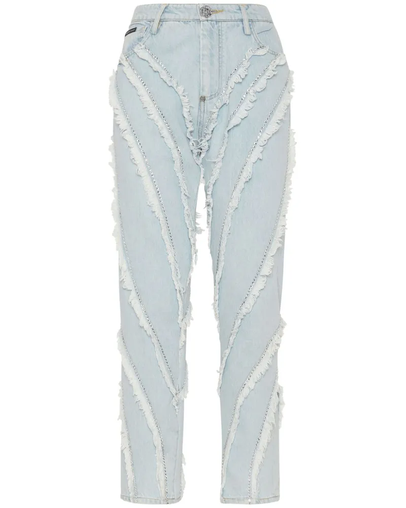 Philipp Plein Distresses-Jeans mit Strass - Blau Blau