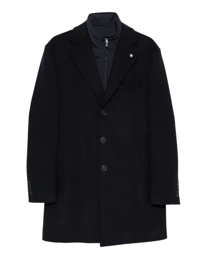 Manuel Ritz Einreihiger Mantel im Layering-Look - Blau Blau