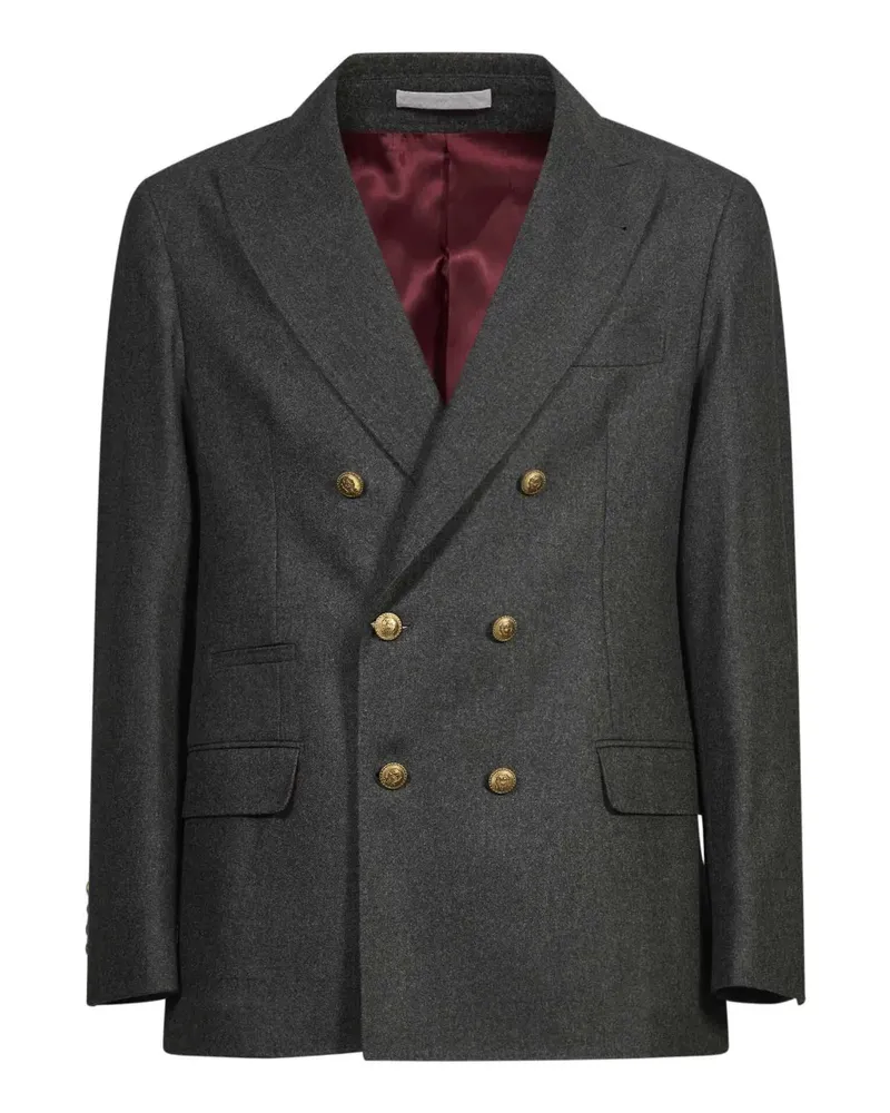 Brunello Cucinelli double-breasted peak-lapel blazer - Grau Grau