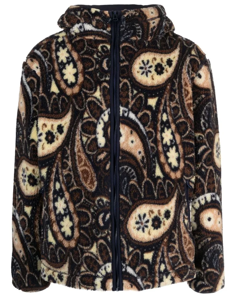 Drôle de Monsieur Jacke aus Faux Shearling mit Paisleymuster - Blau Blau