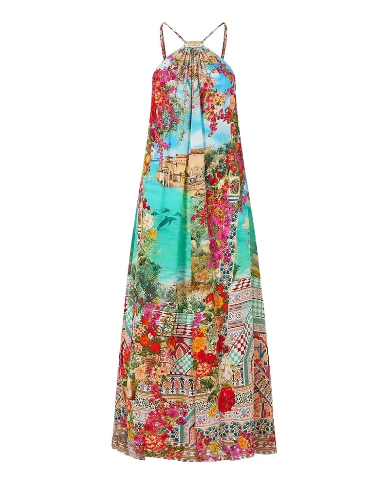 Camilla hardware-detail printed maxi dress - Blau Blau