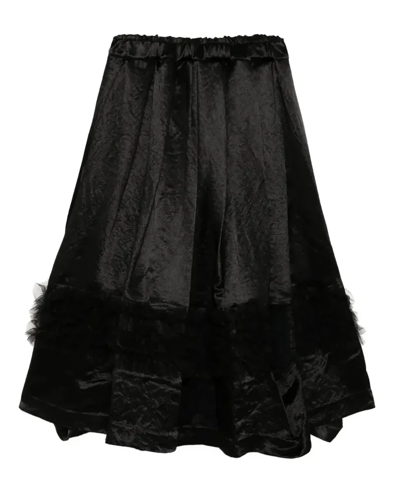 Comme des Garçons Satinrock mit Rüschen - Schwarz Schwarz