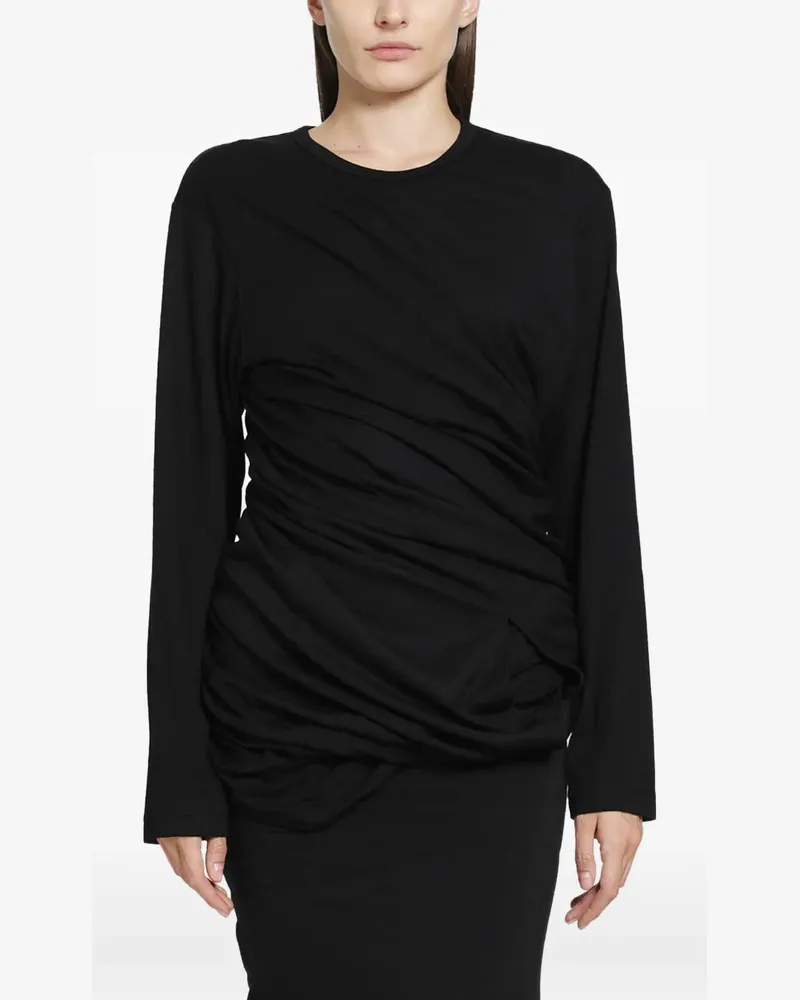 Junya Watanabe draped long-sleeve T-shirt - Schwarz Schwarz