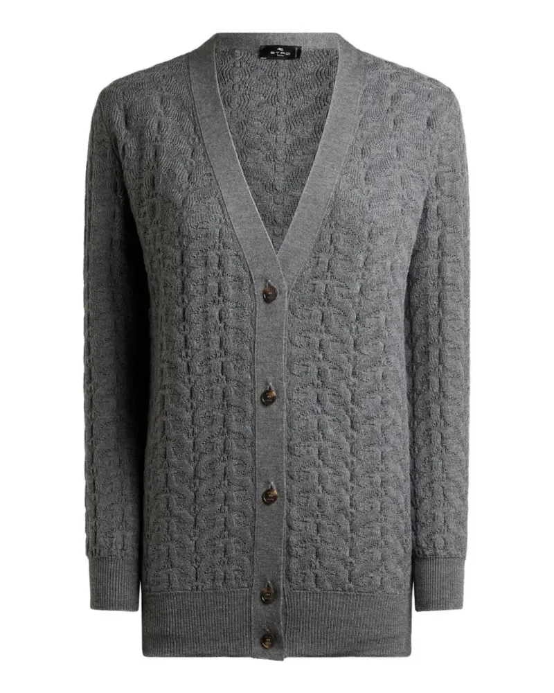 Etro wool cardigan with Paisley detailing - Grau Grau