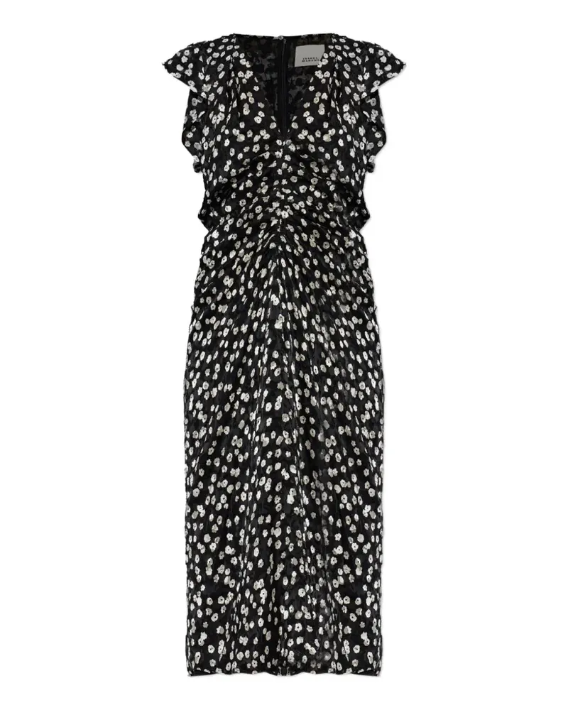 Isabel Marant Gerüschtes Kleid mit Blumenprint - Schwarz Schwarz