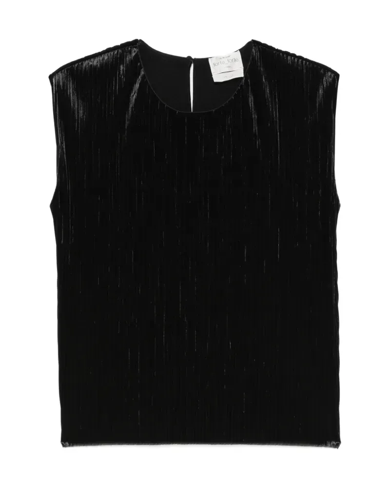 forte_forte Plissiertes Top - Schwarz Schwarz