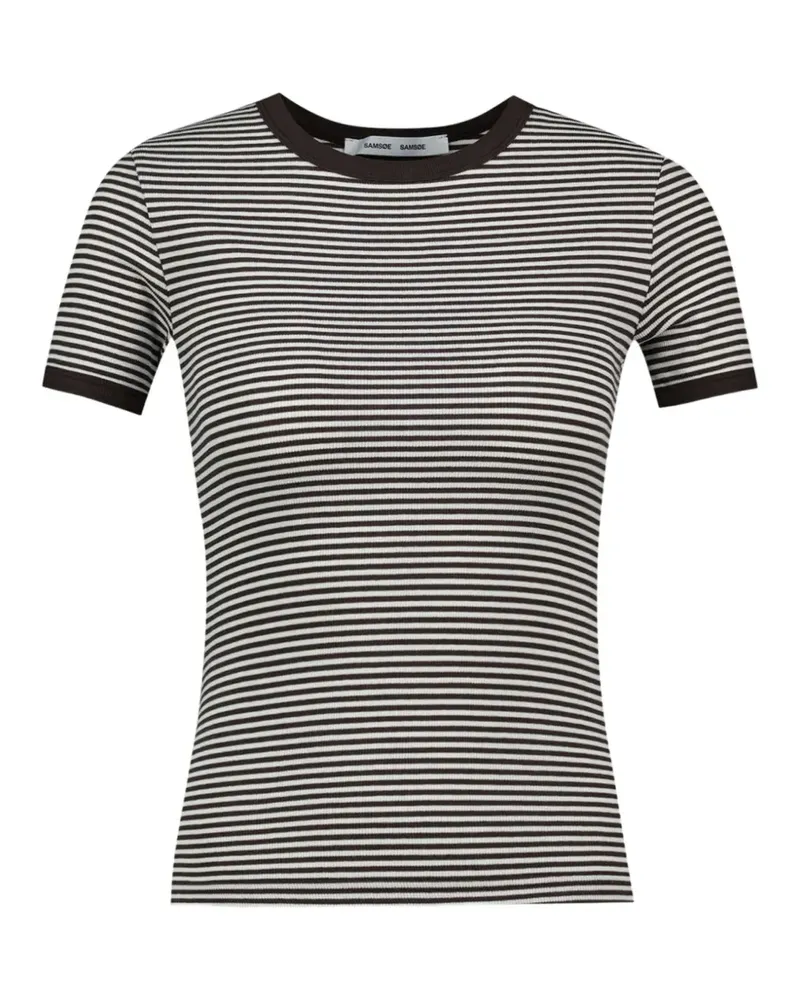 Samsøe & Samsøe Salinas horizontal-stripe ribbed T-shirt - Braun Braun